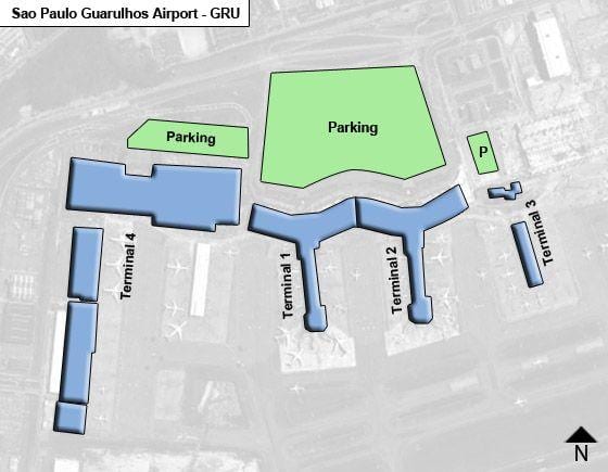 Sao Paulo guarulhos international terminal lapangan terbang peta