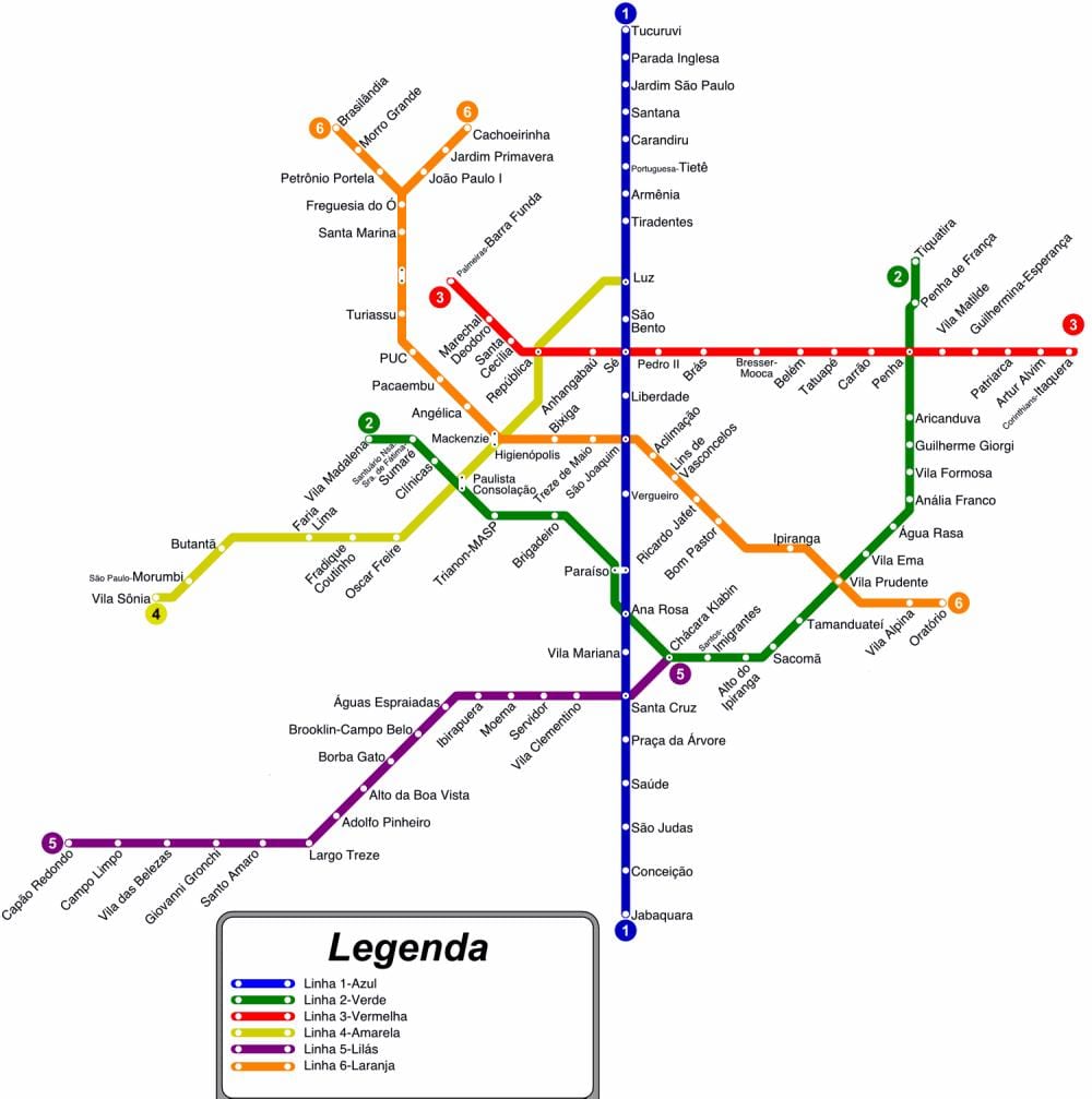 São Paulo peta kereta bawah tanah