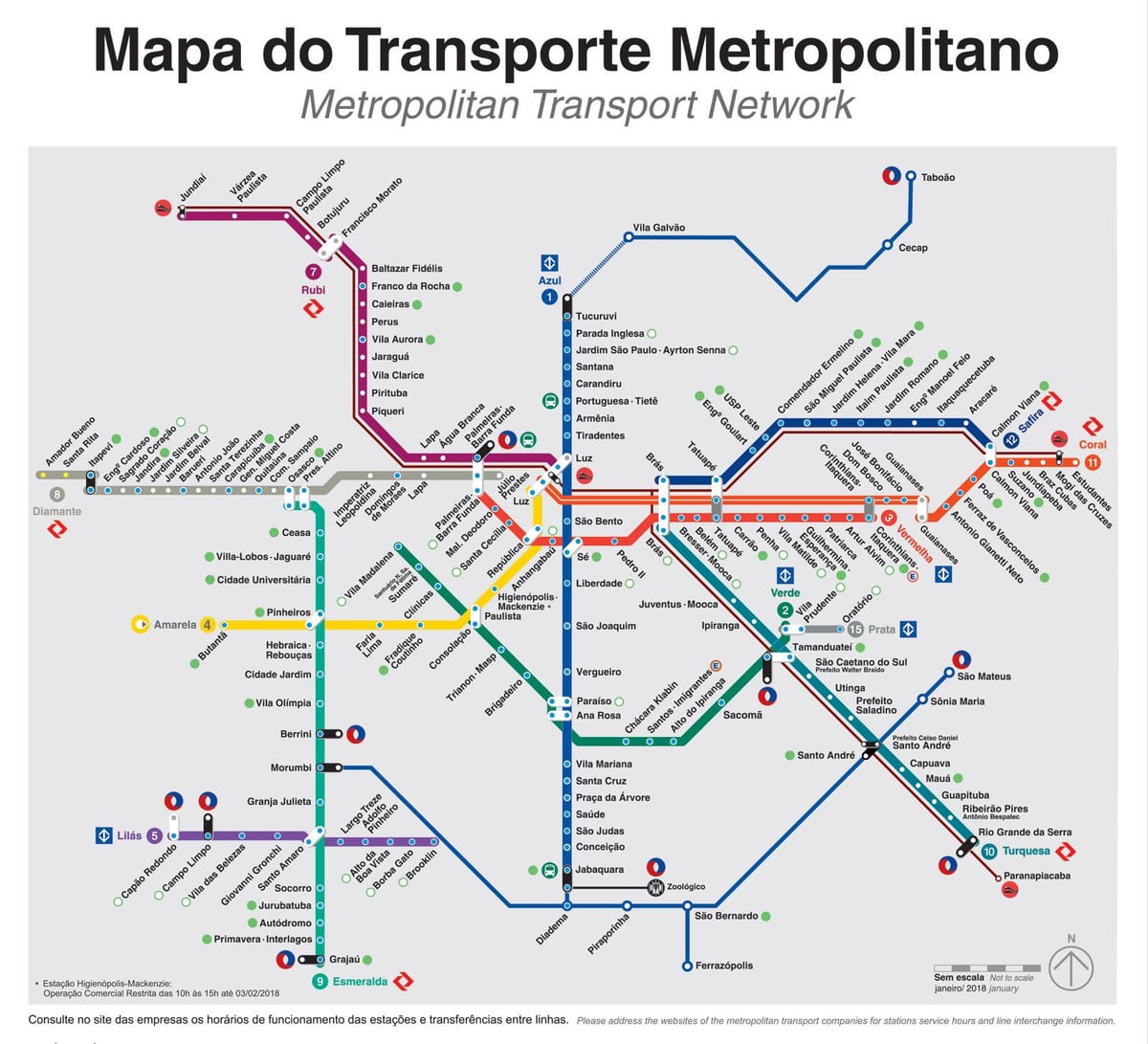 São Paulo peta pengangkutan