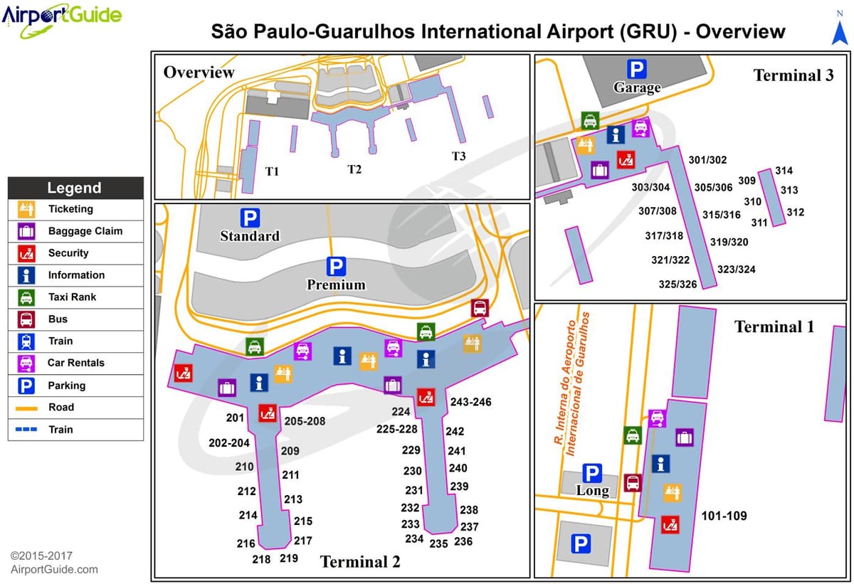 Sao Paulo gru peta terminal lapangan terbang